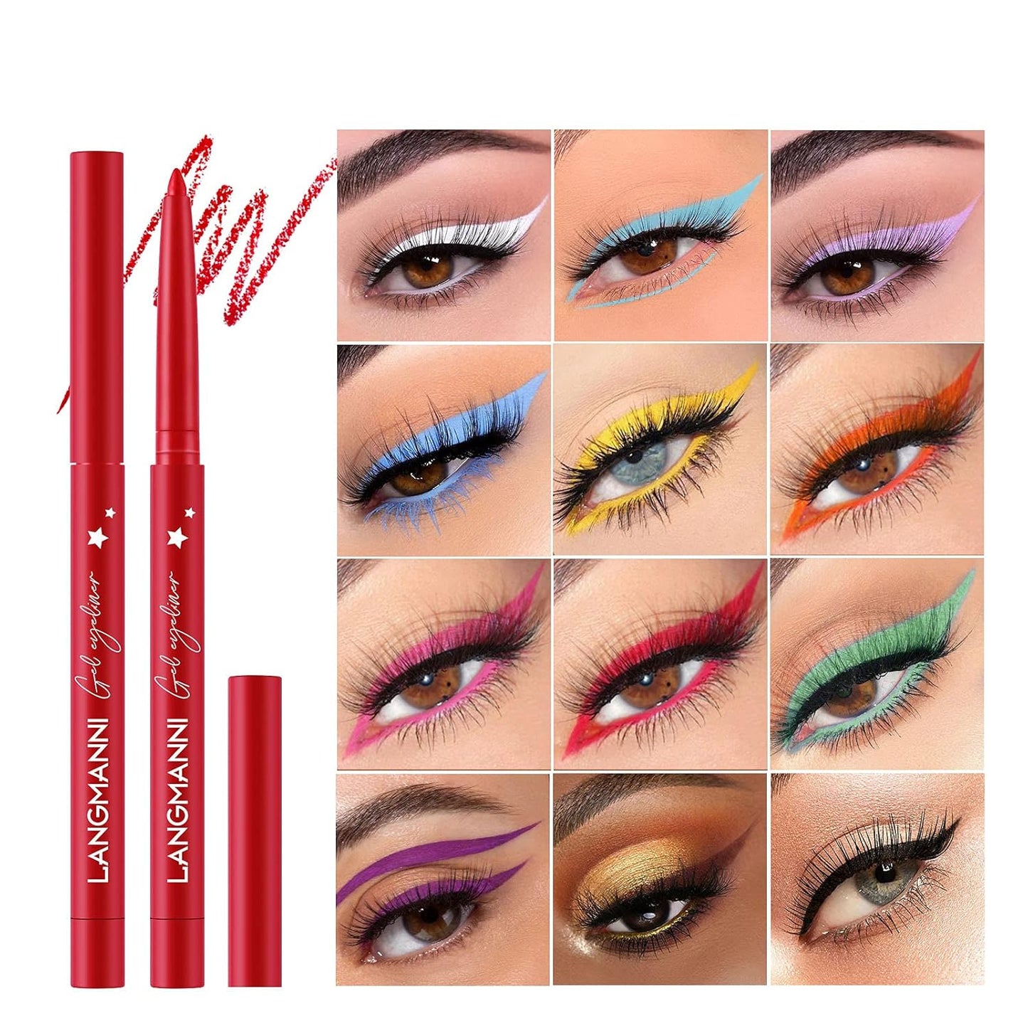 12 Colors Eyeliner Set - Matte Colored Gel Eyeliner Pencils, Waterproof, Smudge-Proof, Long-Lasting Gel Pencils - Natural Eye Liner for Older Women, lapiz de ojos delineador de ojos contra el agua