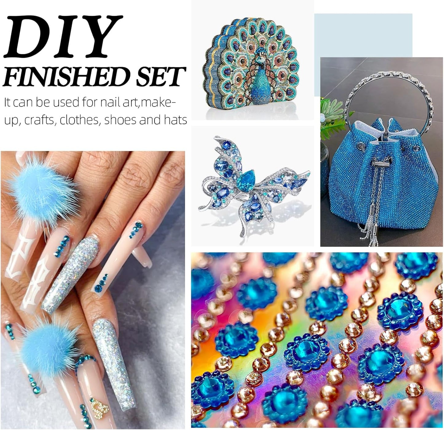 Malachite Blue Flatback Rhinestones, Glass Rhinestones for Nail Art and Craft, Glue Fix, Loose Crystal Gemstones(Malachite Blue, SS4, 2880pcs, 1.5-1.7mm)