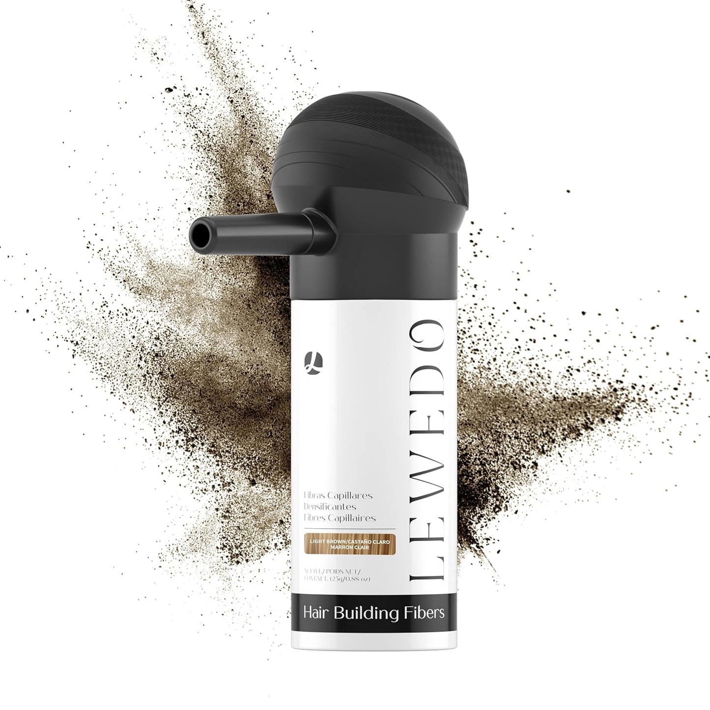 Hair Building Fibers 25G with Precision Spray Applicator - Electrostatic Adsorption for Instant Thicker Hair, Waterproof & Natural Look, Suitable for Men & Women (Light brown)