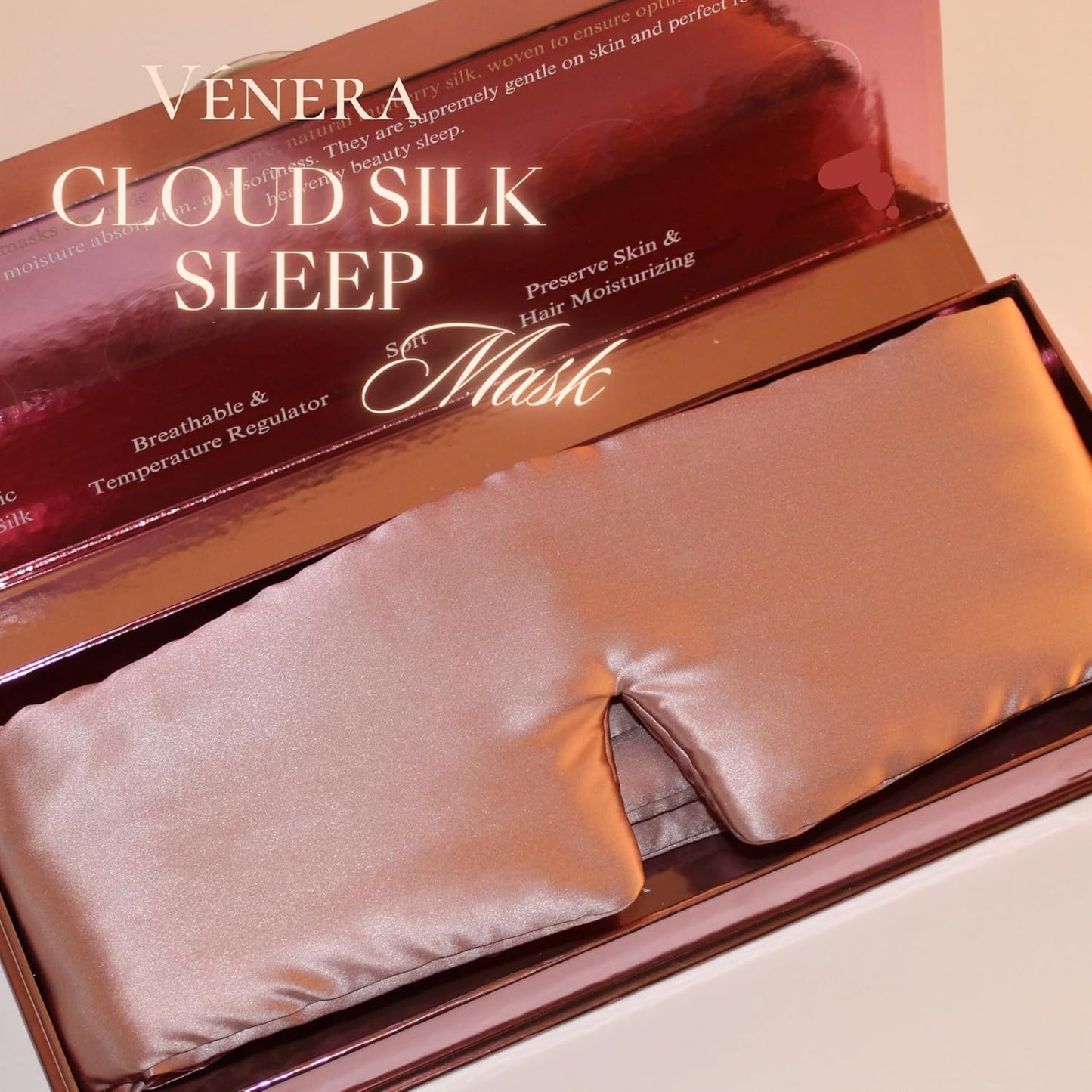 Silk Eye Mask - 100% Pure Mulberry 22 Momme Silk Sleep Mask, Adjustable Sleep Mask for Women and Men (Adjustable, Cloud Pink)