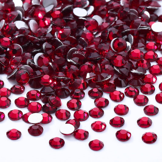 Siam Flatback Rhinestones, Glass Rhinestones for Nail Art and Craft, Glue Fix, Loose Crystal Gemstones(Siam, SS34, 576pcs, 7.1-7.3mm)