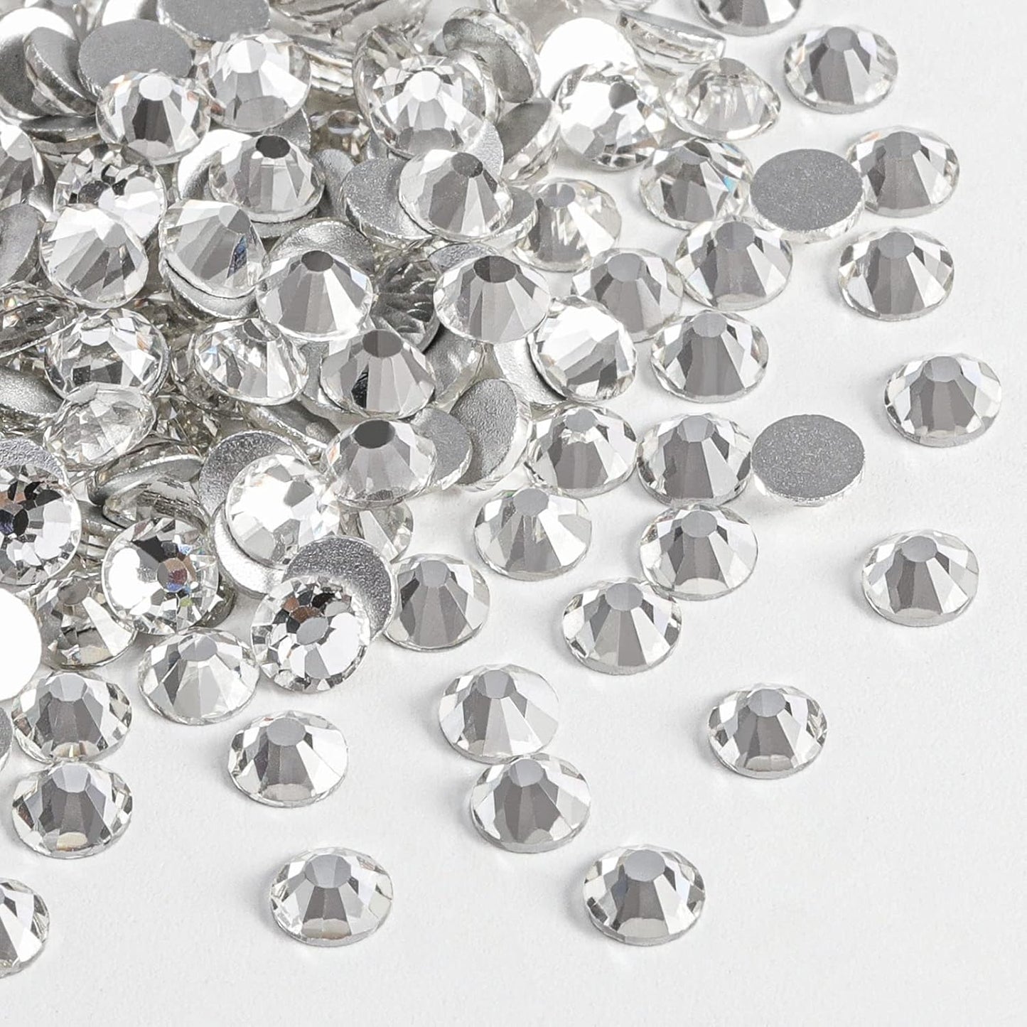 beadsland Flat Back Crystal Rhinestones Round Gems for Nail Art and Craft Glue Fix, Crystal, 10mm, SS50/144pcs