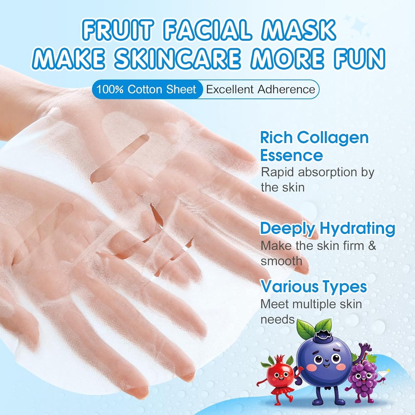 28 Pack Fruit Face Masks Skincare for Kids Girls, Sheet Collagen Face Mask for Women Skin Care, Bulk Hydrating Facial Mask for All Skin Types, Christmas Birthday Party Spa Gifts for Teens