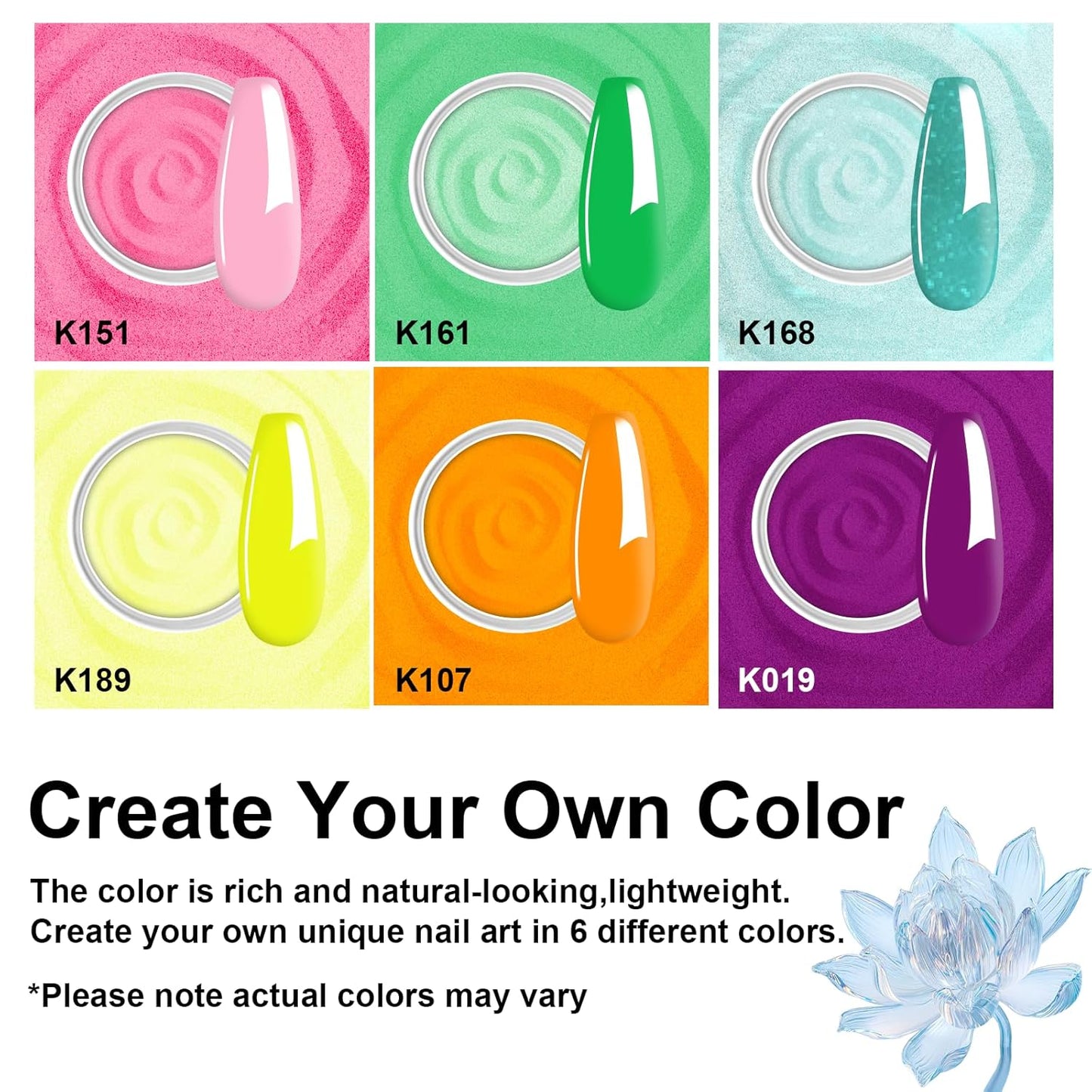 12 Pcs Dip Powder Nail Kit Starter, 6 Colors Pink Yellow Green Dipping Powder Kit With Base & Top Coat/Activator/Brush Saver, Nail Art Manicure Salon DIY for Daily at Home Party Gifts for Women