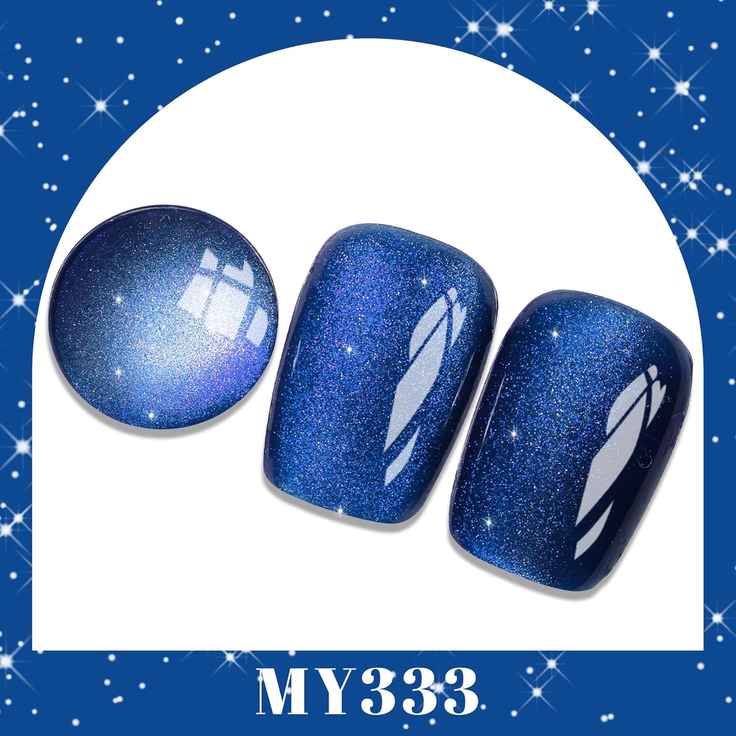 YTD Likomey Cat Eye Gel Nail Polish,15ml Blue Holographic Translucent Neutral Jelly Sheer Shiny Magnetic Glitter Fall Winter UV Color Varnish with Magnet Stick,MY333