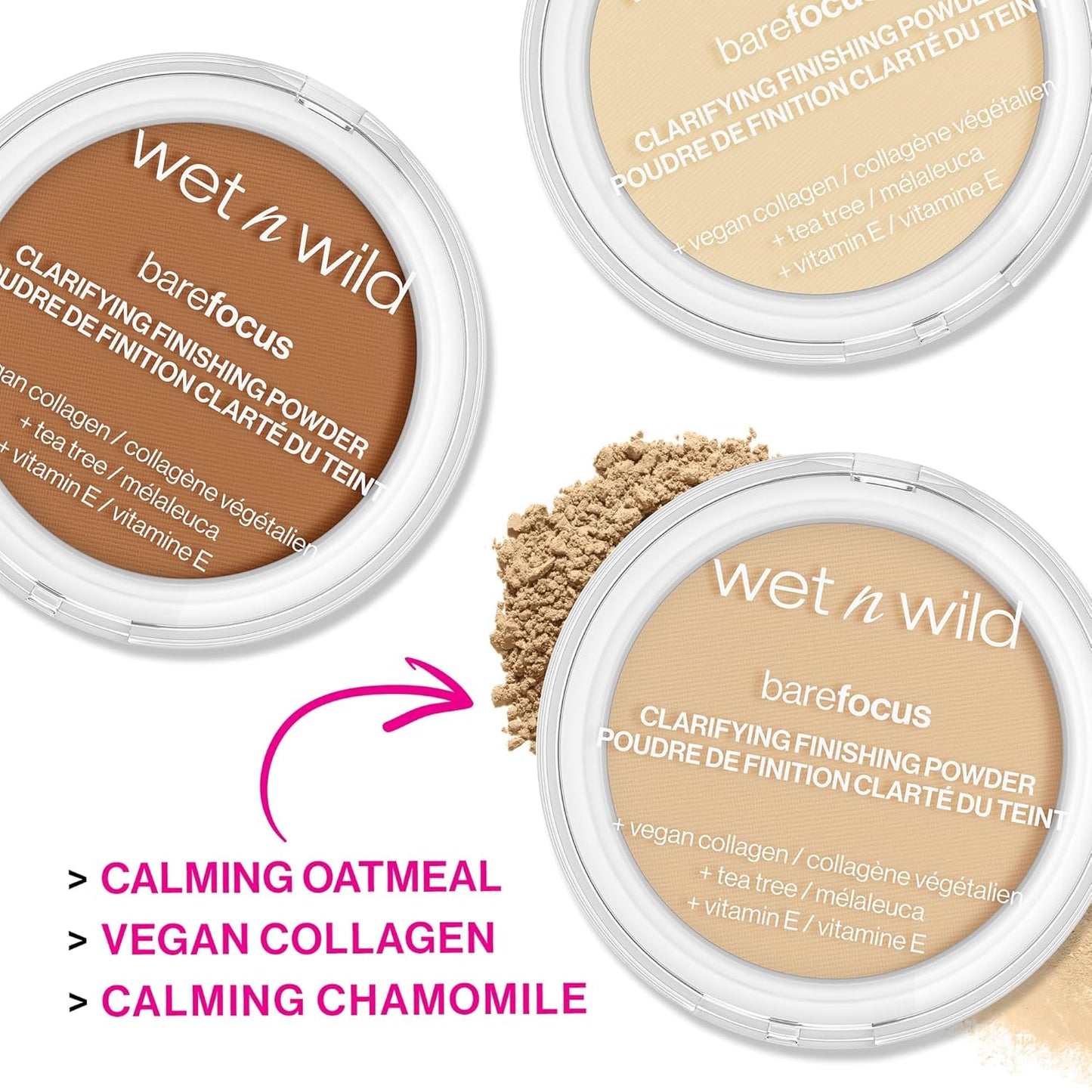 wet n wild Bare Focus Clarifying Finishing Powder | Matte | Pressed Setting Powder Translucent (Pack of 2)