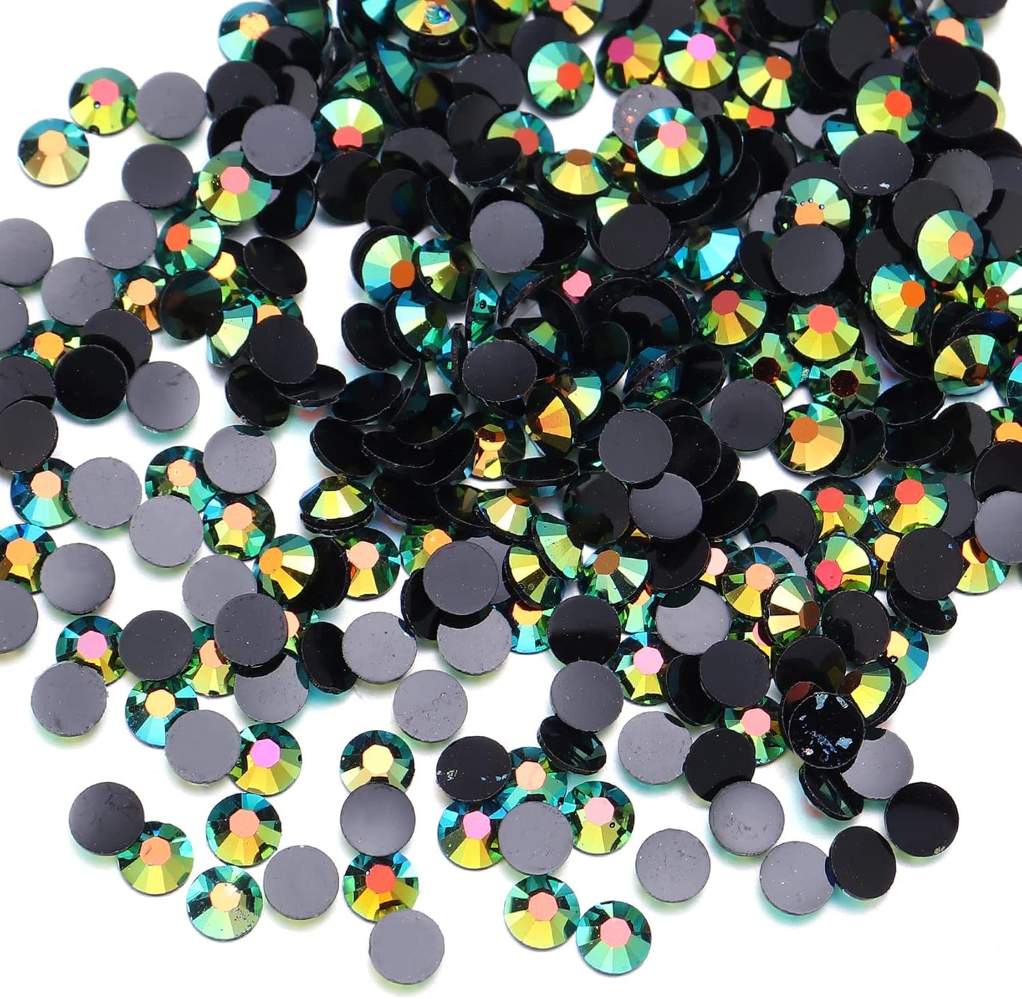Multi Size 3mm 4mm 5mm Rhinestones Set for Nails Crafts Emerald Non Hotfix Rhinestones Nail Gems Rhinestone Jelly AB&Round Flat Back Resin Rhinestone for Makeup Clothes Shoes Eyes Bottles Crafts