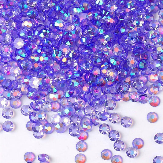 500 Pieces SS30 6mm Flatback Rhinestones AB Clear Round Gems Crystals for Nail Art DIY Crafts Clothes Shoes Bags （Transparent Light Purple AB）
