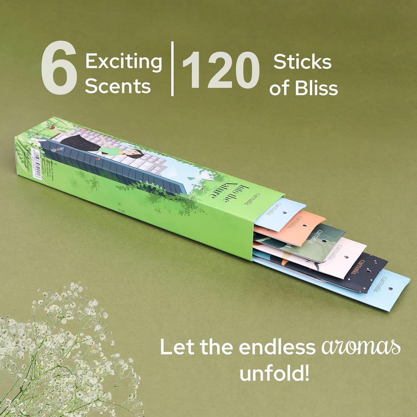 Carnatia Into The Nature Incense Sticks – Set of 6 Fresh, Earthy Scents for Stress Relief, Inner Peace & Clarity | Natural, Long-Lasting Aromas to Reconnect with The Earth Like Never Before!