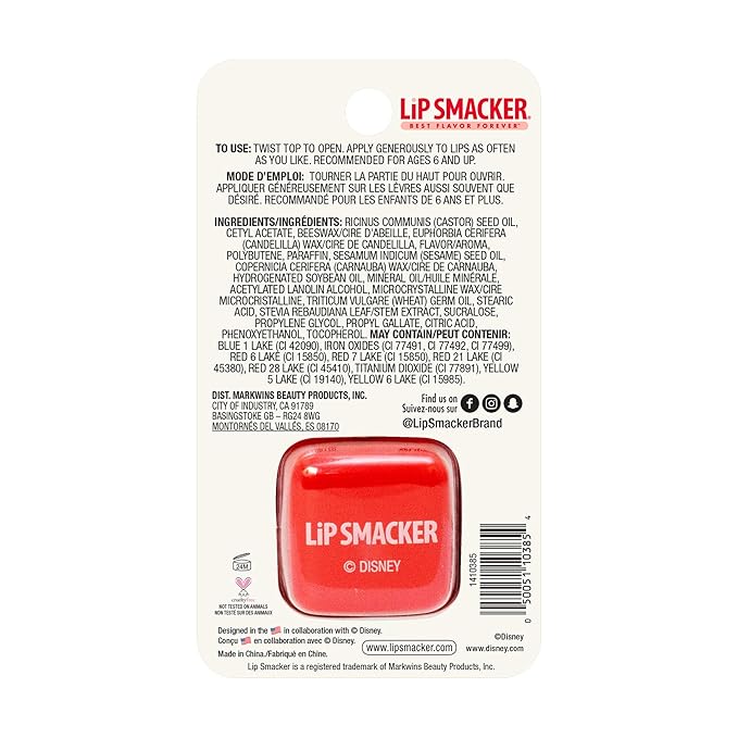 Lip Smacker Disney Minnie Mouse Cube Flavored Lip Balm, Minnie Joyful Cotton Candy, Clear, For Kids (Pack of 3)