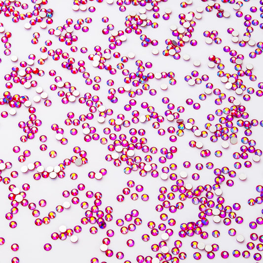 1440Pcs Red Ab Crystal Rhinestones,Glass Flatback Rhinestones Mini Gemstones for Nail Face Makeup Art Crafts Clothes Decoration -(SS8,2.4mm,Red Ab)