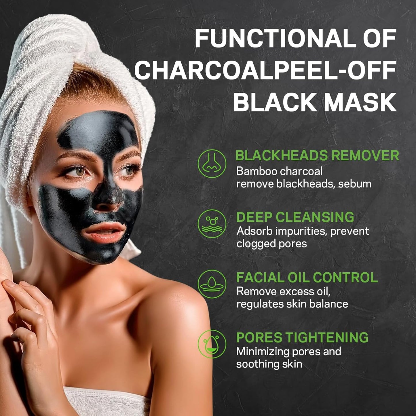 Blackhead Remover Mask, Charcoal Peel Off Mask Kit, (100g) Deep Pore Cleans,Oil Control, Blackheads Removal Peel Off Face Mask for Men & Women – Includes Brush,Extractor Tool