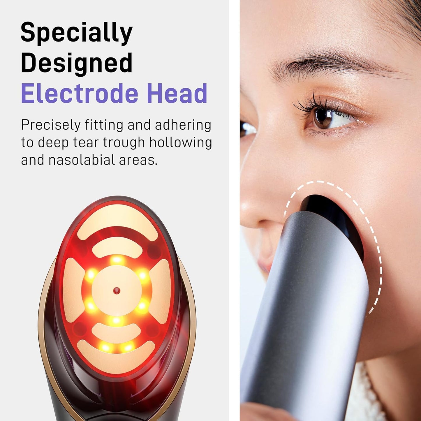 FLOSSOM Facial Toning Device, 3-in-1 Beauty Massager, 5 Intensity Levels Adjustable, Face + Eye 2 Modes for Skin Firming, Smoothing and Absorption Boosting