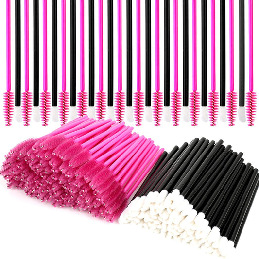 Teenitor 200 Pcs Mascara Wands & Lip Applicators - Disposable Makeup Applicators in Hot Red