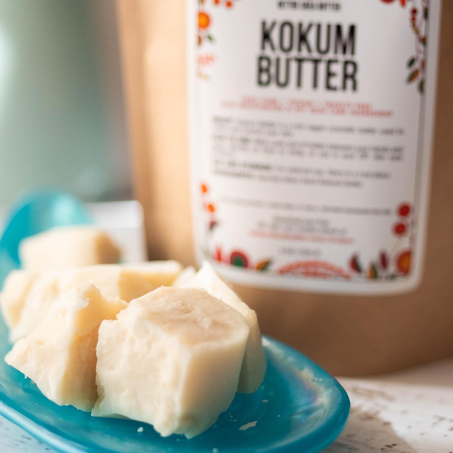 Raw Kokum Butter Unrefined - Body Butter Bar for Soap Making and DIY Lotion, Skin and Hair Products - Pure, Unscented Moisturizer for Skin - Kokum Butter 1 lb Block