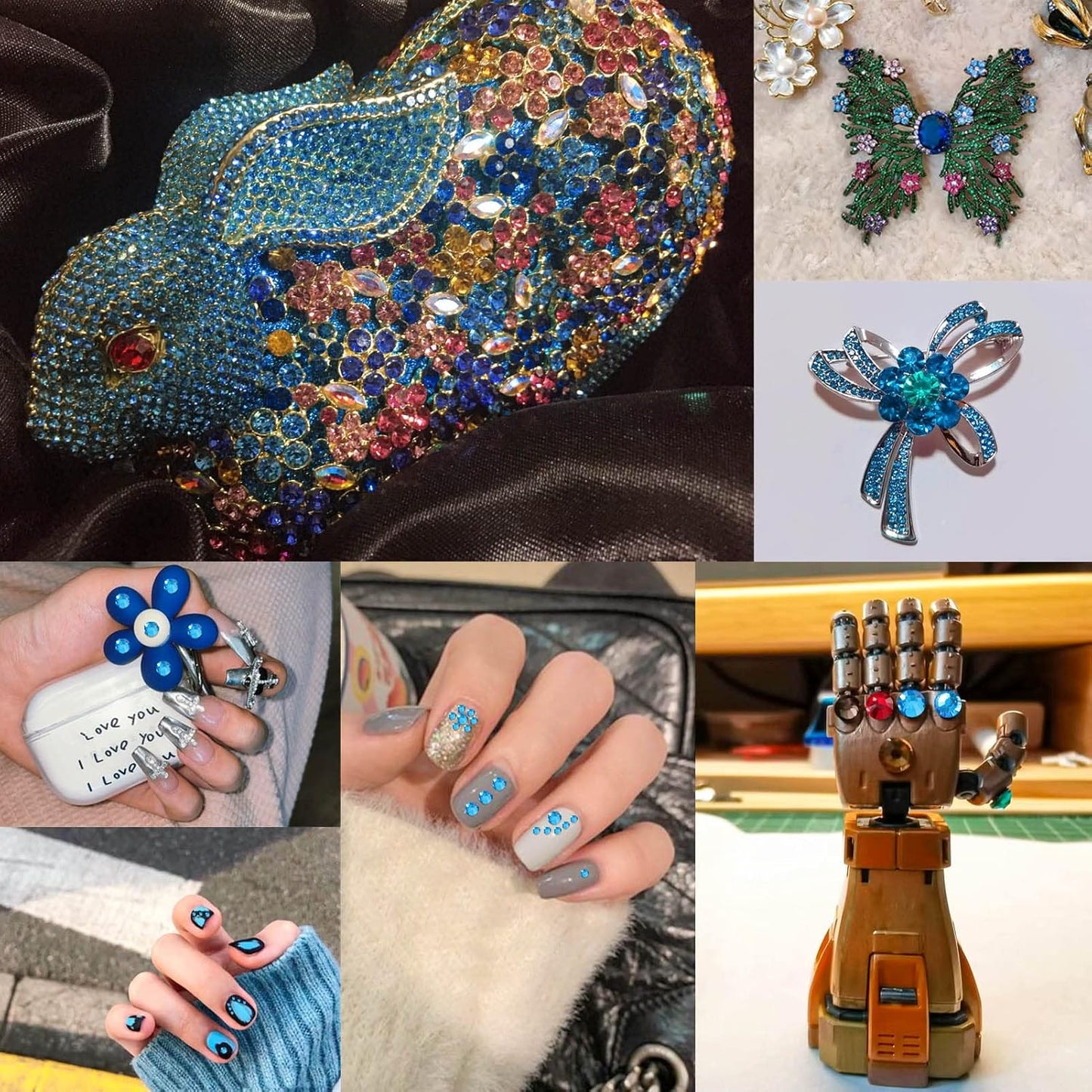 beadsland Flat Back Crystal Rhinestones Round Gems for Nail Art and Craft Glue Fix,Capri Blue (6.4-6.6mm) SS30/288pcs