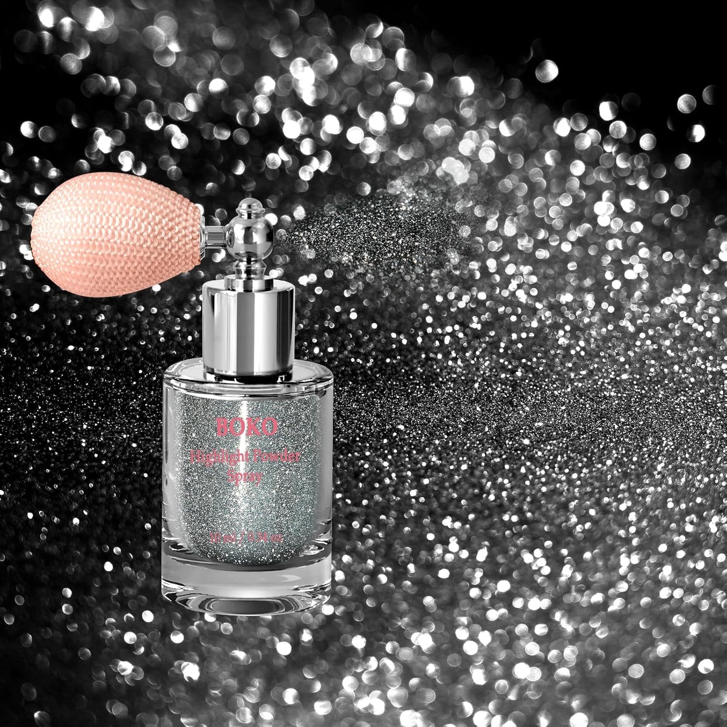 Boko Body Glitter Spray, Silver Glitter Spray for Sparkling Body Face Hair Nail Clothes, Hair Glitter Spray Body Shimmer Powder for Highlighter Makeup Festival Concert Party Rave Accessories