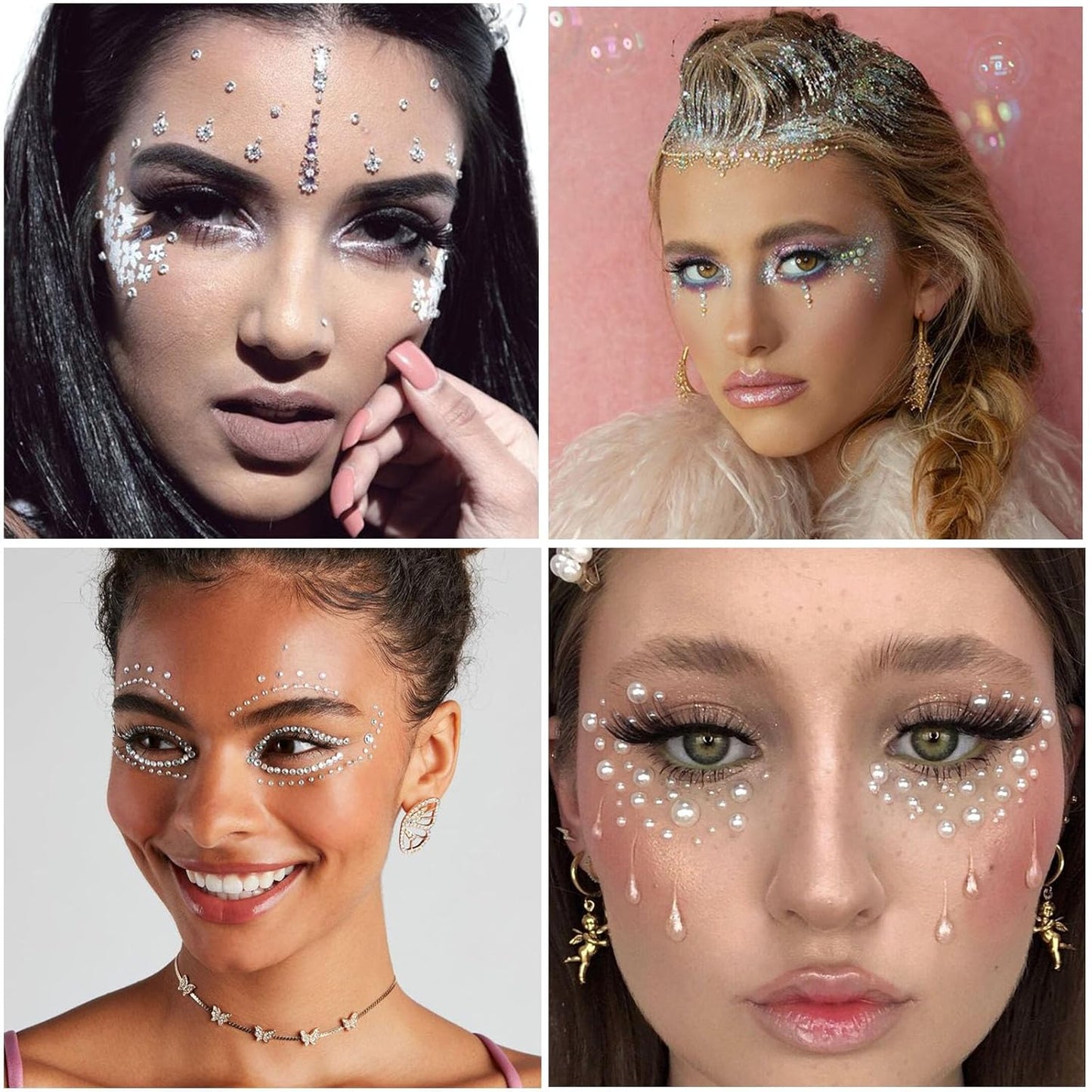 Nail Art Pearls Flatback Rhinestones Bow-Knot Nail Charms Silver Beads White Half Round Supplies Luxurious Design Jewelry DIY Crafts Accessories for Women Manicure Decorations