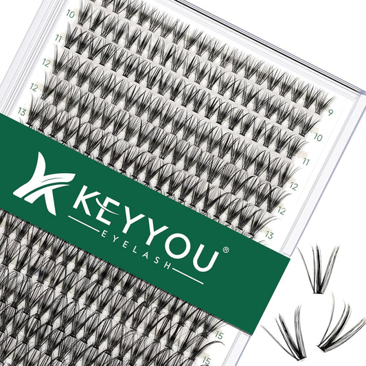 Lash Clusters 300pcs Individual Lashes 30D 0.07C Curl 9-18MIX DIY Eyelash Extension KEYYOU Large Tray Volume Soft&Natural Cluster Lashes(30D-0.07C,9-18MIX）