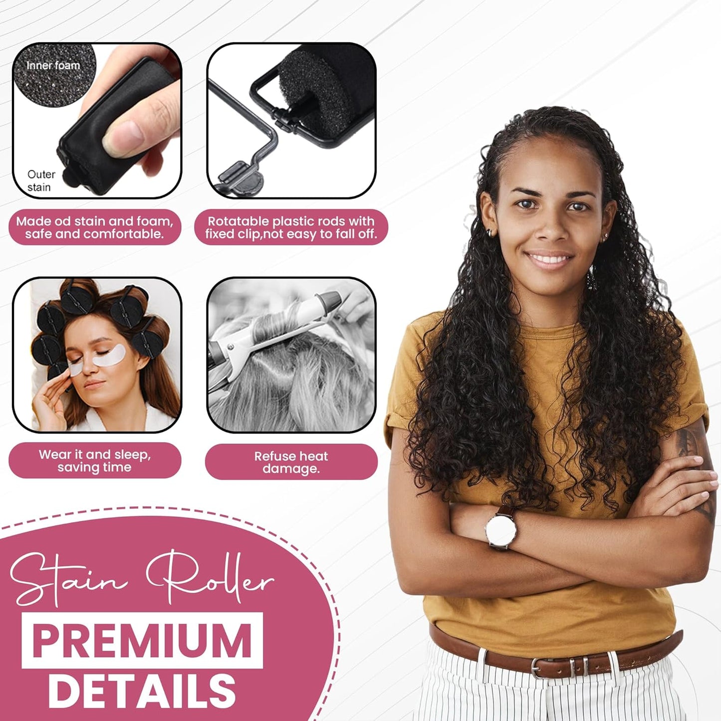 My Beauty Spot Heatless Rollers - Satin Hair Rollers - Overnight Hair Curlers, 48Pcs Overnight Foam Curlers, No Clips, Assorted Sizes & Colors, with Storage Case