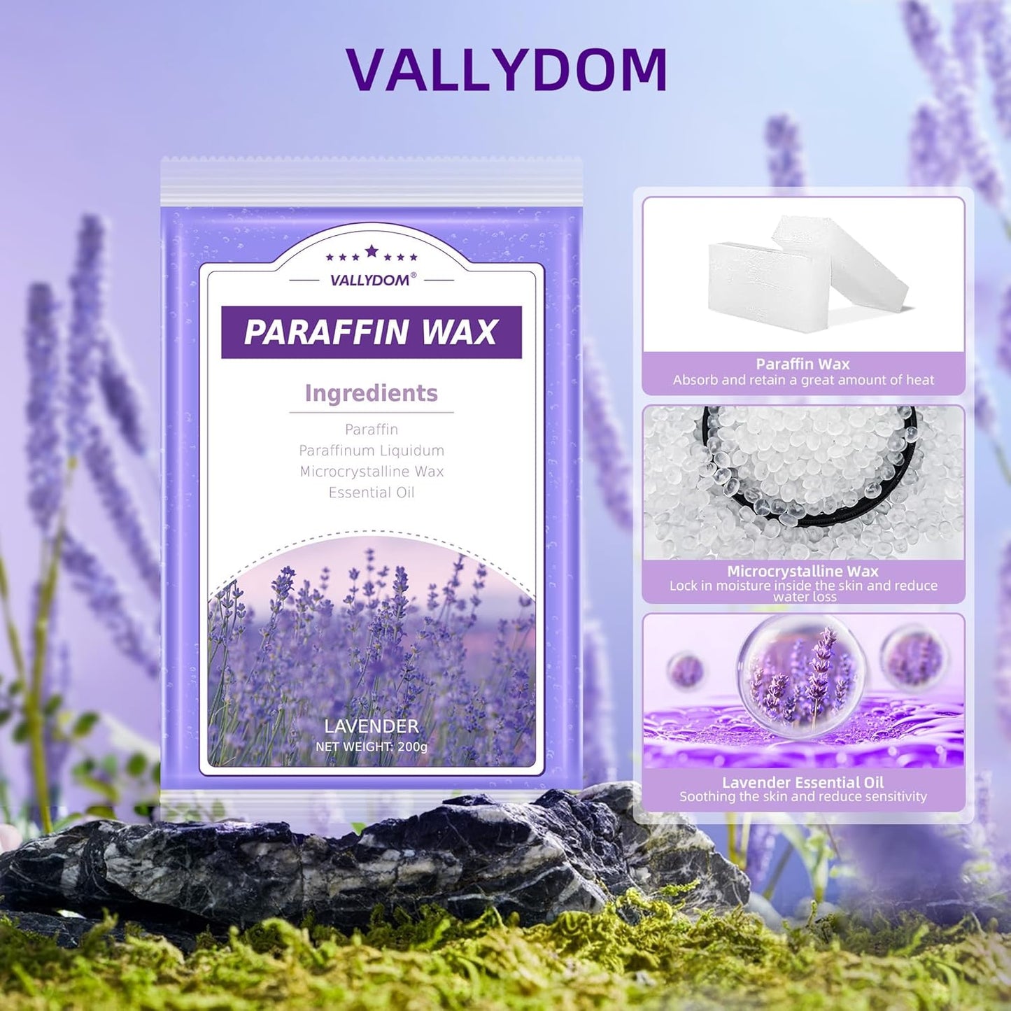 Paraffin Wax Refills, 10 Pack 200g Lavender Scented Paraffin Wax Blocks for Paraffin Bath, Paraffin Wax Machine Refills for Hand Feet Dry Skin,Rrelieves muscle fatigue, Hydration and nourish