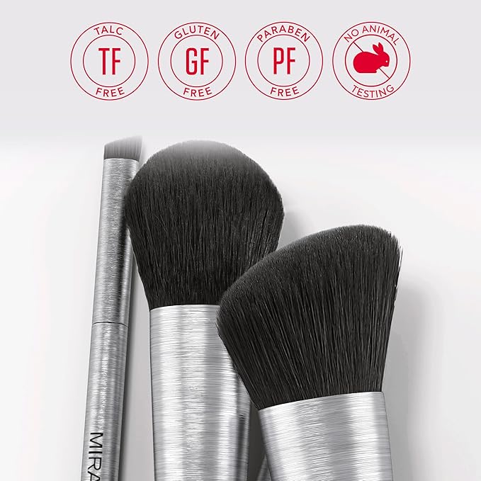 Mirabella Brushed Aluminum Professional Makeup Brush - Foundation Brush