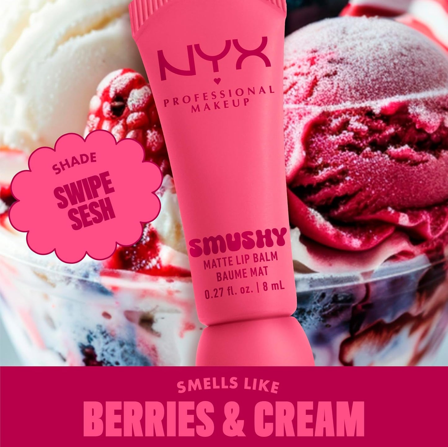 NYX PROFESSIONAL MAKEUP Smushy Matte Lip Balm, Tinted Lip Moisturizer with Soft, Matte Finish - Swipe Sesh (Light Dusty Rose)