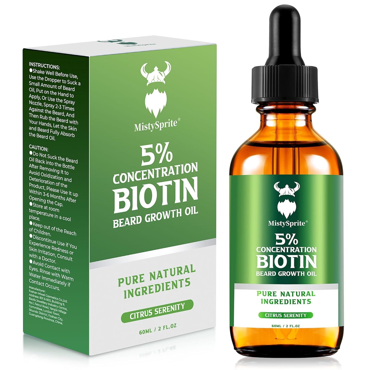 Men's Beard Growth Oil - 5% Biotin, Citrus Serenity Scent, 2 oz (Pack of 10) - Softens, Conditions, No Itch & Dandruff, Ideal Gift