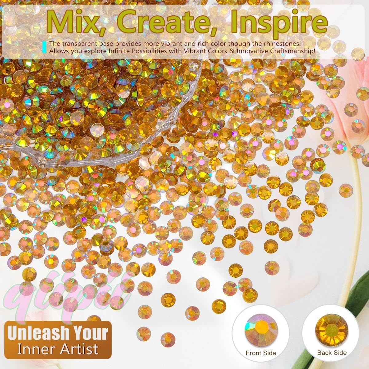 Transparent Amber Brown Resin Rhinestones for Crafting 3mm 4mm 5mm Clear Light Brown Stones Crystals Diamonds Gems Charms for Nails Face Eyes Makeup Tumblers Bottles DIY Crafts Clothes Shoes