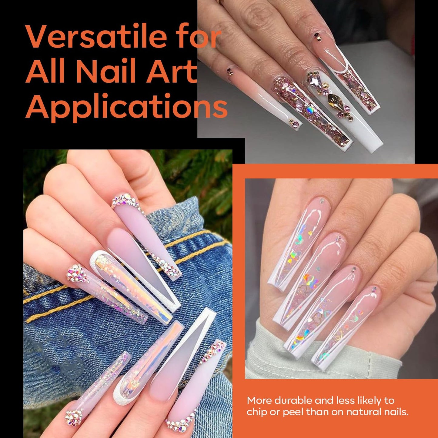 modelones XXL Long Coffin French Nail Tips, 504 PCS No C Curve Half Cover Clear Acrylic Fake Nails Tips Gel Pre-shaped 12 Sizes with Box