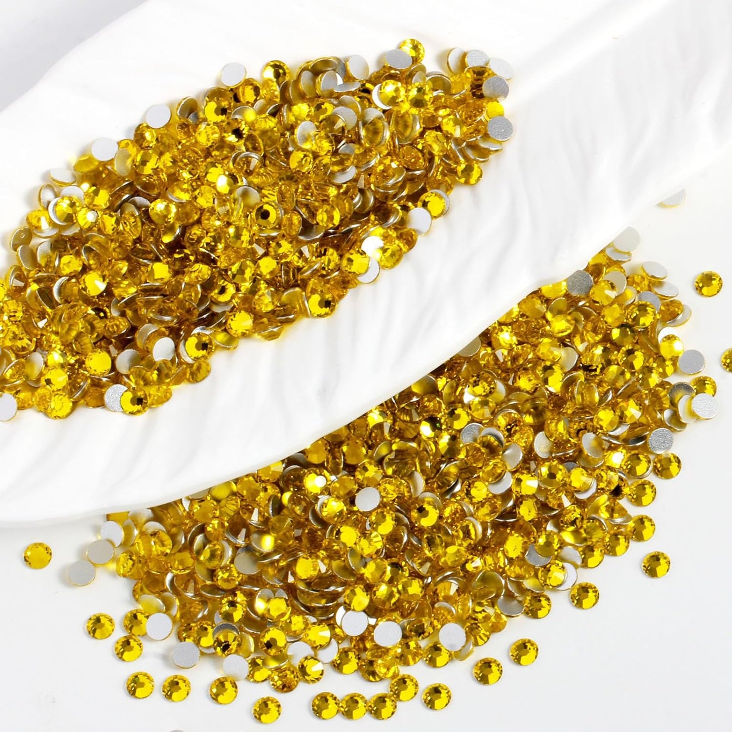 400PCS SS30 Flatback Rhinestones | 12-Facet Diamond-Cut Glass Gems for Nail Art, Clothing, DIY Crafts |Glue-On Decoration Stones with Silver Backing(Citrine)