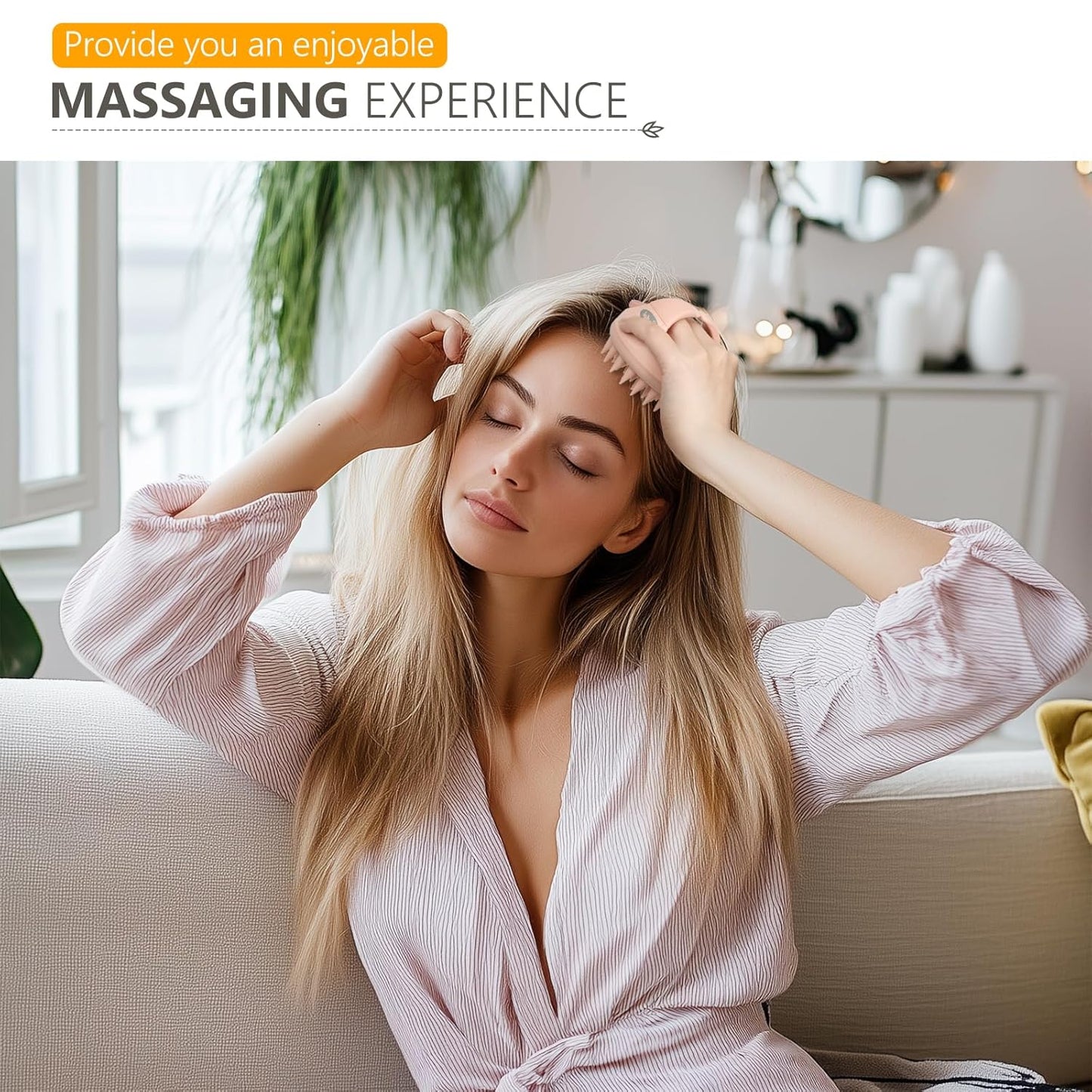 Sndyi Scalp Massager Shampoo Brush, Scalp Scrubber with Soft Silicone Bristles, Scalp Exfoliator for Dandruff Removal, Scalp Massager for Hair Growth, Wet Dry Hair Brush for Scalp Care, Pink