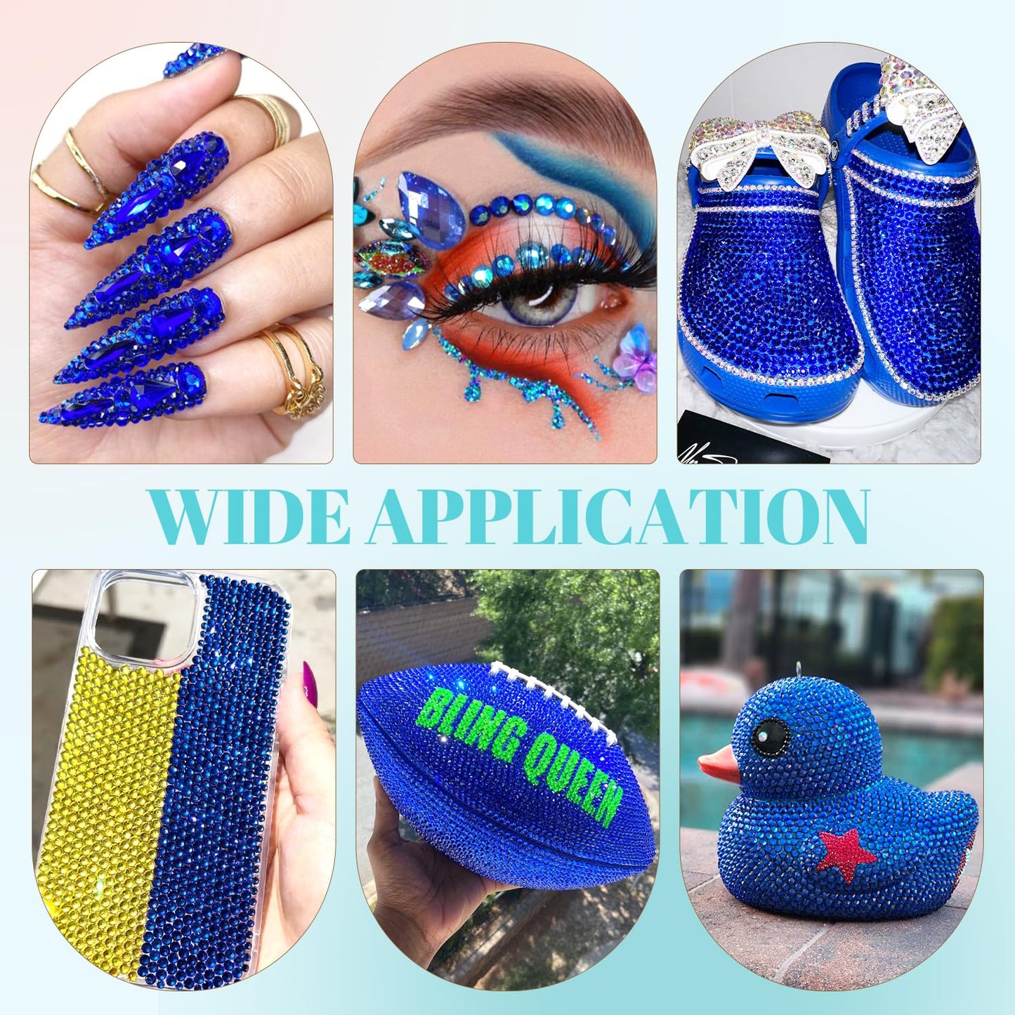 6100Pcs Royal Blue Rhinestones for Crafting with 2Pcs 10ml B7000 Jewelry Glue, 1 Box Flatback Crystals Diamond for Bedazzling Crafts DIY Nail Art Resin Gems for Clothing Shoes