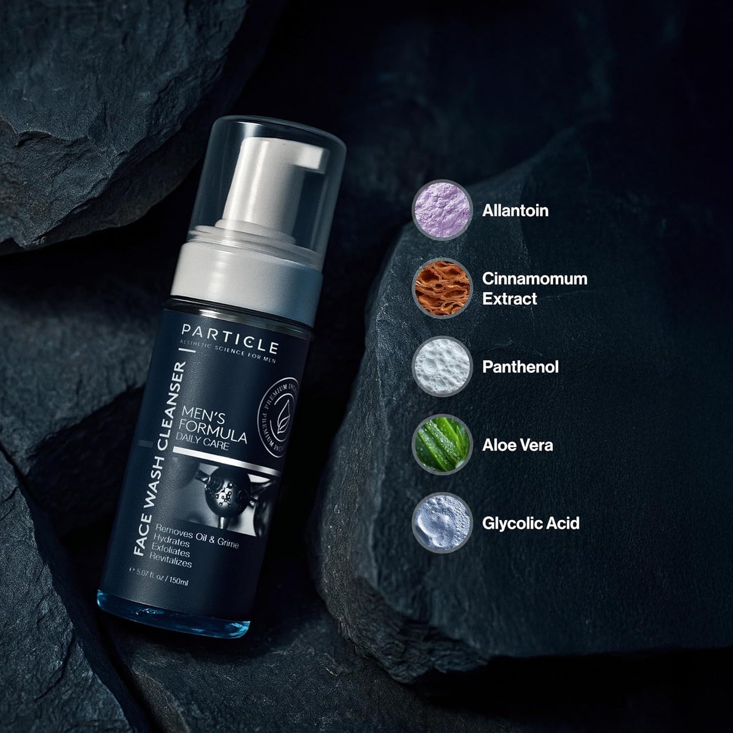 Particle Mens Face Wash - Anti Aging Face Cleanser for Men (5.07 Oz) - Daily Moisturizing Face Wash for Men - Revitalizes, Hydrates & Soothes, All Skin Types & All Ages