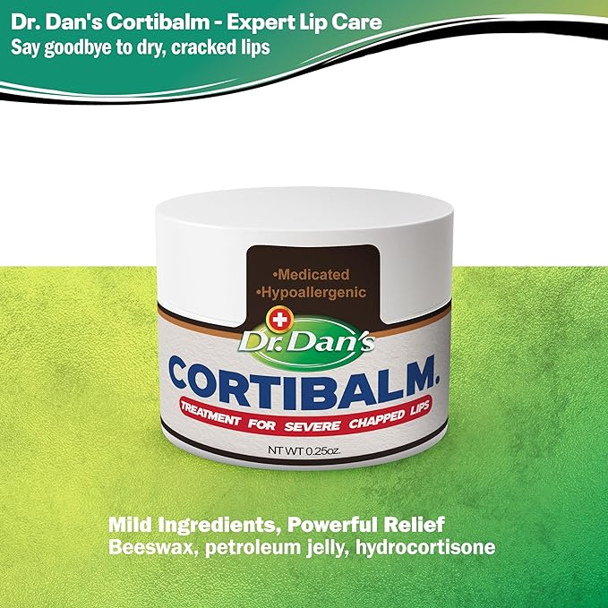 Dr. Dan's Cortibalm Jar - 1 Pack - for Dry Cracked Lips - Healing Lip Balm Jar for Severely Chapped Lips - Designed for Men, Women and Children -