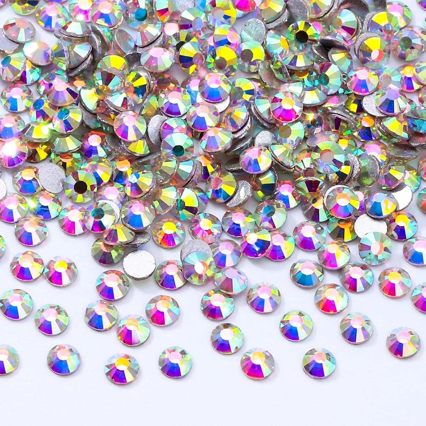 Crystal AB Flatback Rhinestones, Glass Rhinestones for Nail Art and Craft, Glue Fix, Loose Crystal Gemstones(Crystal AB, SS6, 2880pcs, 1.9-2.0mm)