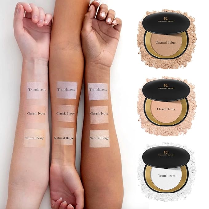 FV Talc-Free Medium Coverage Pressed Powder, Long-Lasting, Oil Control Matte Finish, Translucent Foundation Powder for Light, Medium & Tan Skin Tones, 0.28 Oz, Translucent