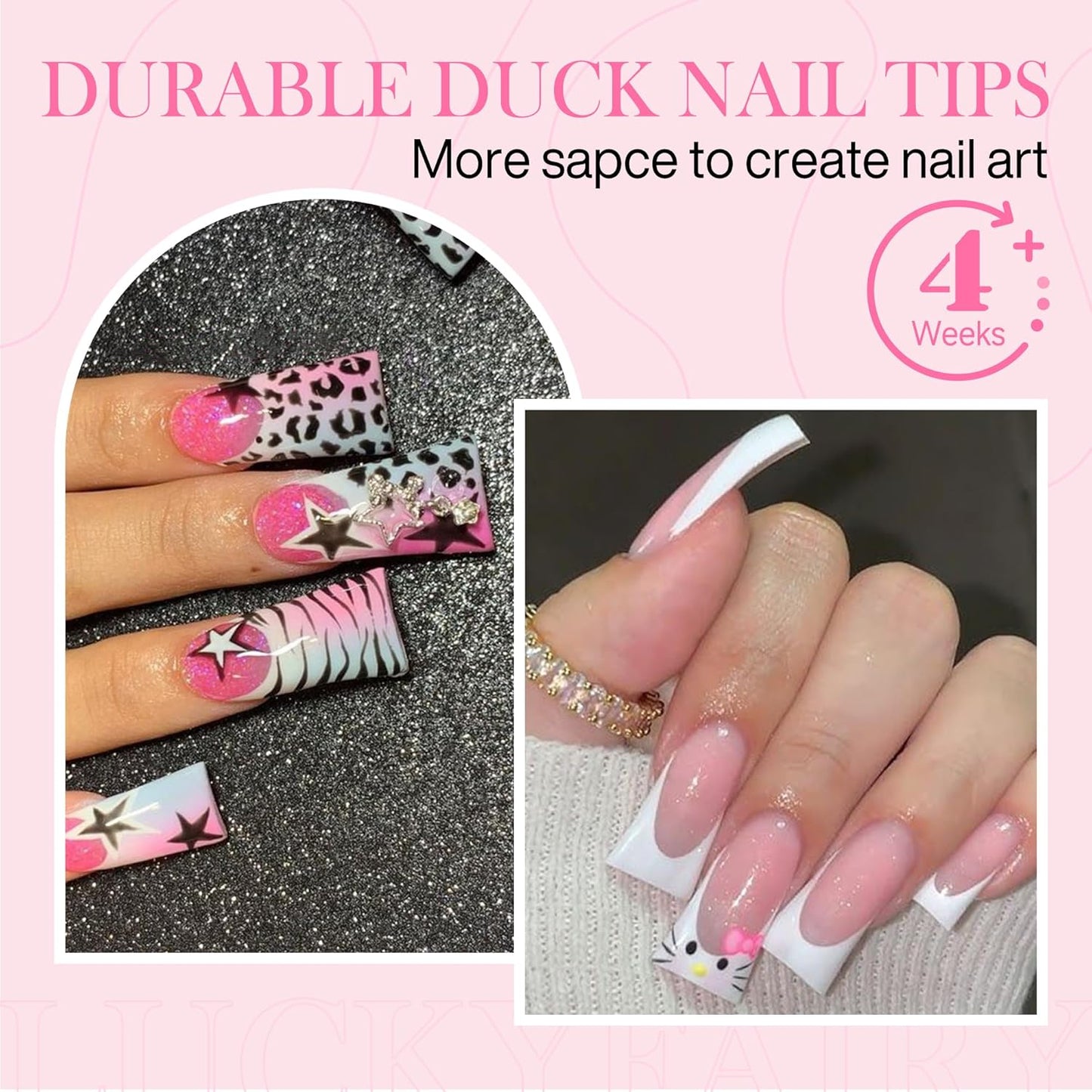 Half Cover Duck Nail Tips 504 Pcs Duck Press on Nails Clear Soft Gel Short Duck Nail Tips 11 Sizes Wide French False Nails for Acrylic Nails Professional for Y2K Art Salon