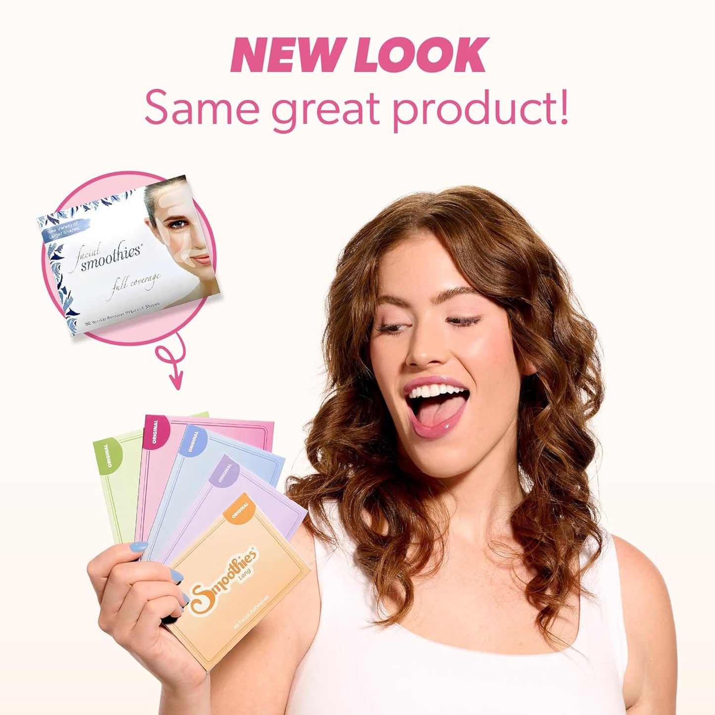 Smoothies Full Coverage Wrinkle Patches for Face Overnight - Facial Patches for Forehead, Elevens, Crows Feet and more, 192 Facial Adhesives per Box - Face Tape, Made in the USA