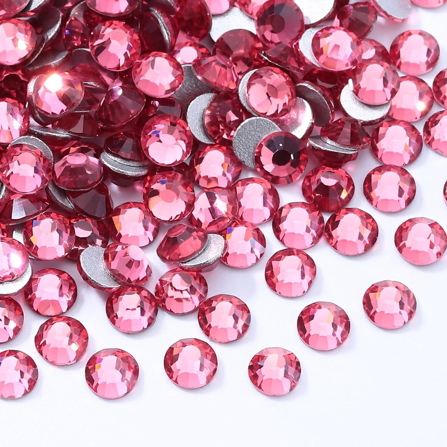Rose Flatback Rhinestones, Glass Rhinestones for Nail Art and Craft, Glue Fix, Loose Crystal Gemstones(Rose, SS20, 1440pcs, 4.6-4.8mm)