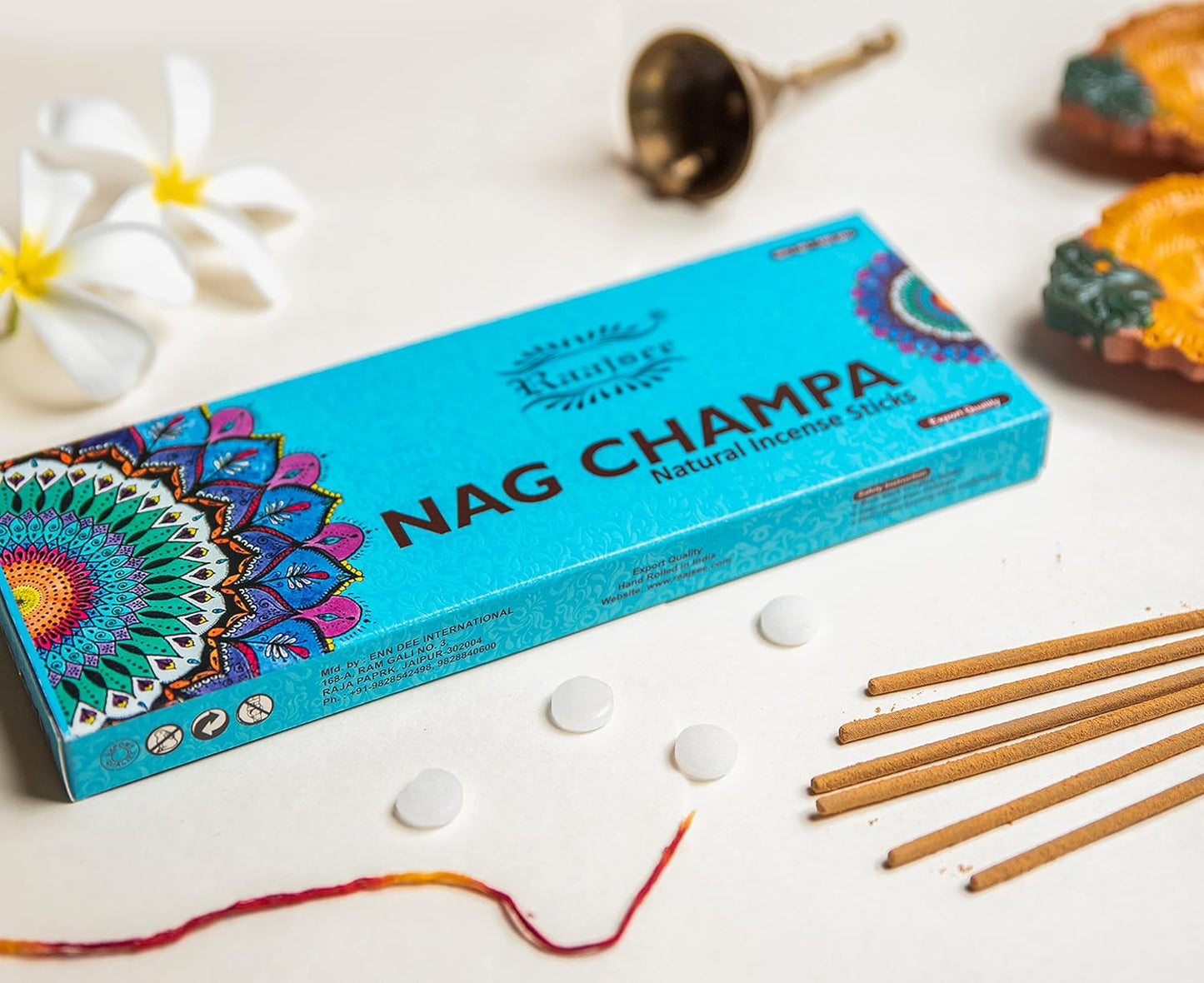 Raajsee Nag Champa Incense Sticks 100 Gm Pack-100% Pure Organic Natural Hand Rolled Free from Chemicals-for Church,Aroma Therapy,Relaxation,Meditation & Sensual Therapy