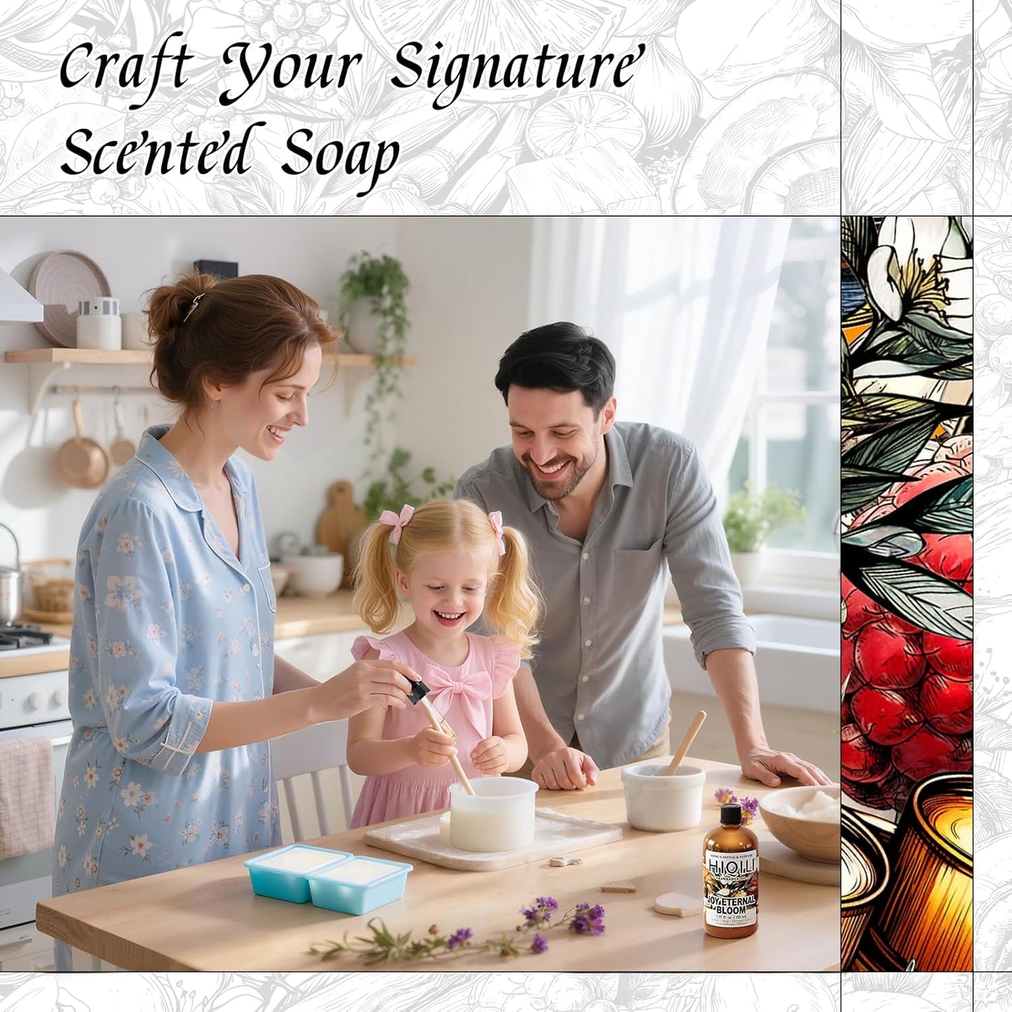 HIQILI Joy Eternal Bloom Fragrance Oil, Jasmine & Rose Scents, Aromatherapy Diffuser, Air Freshener, Candle & Soap Making, Long Lasting - 5.07 Fl Oz