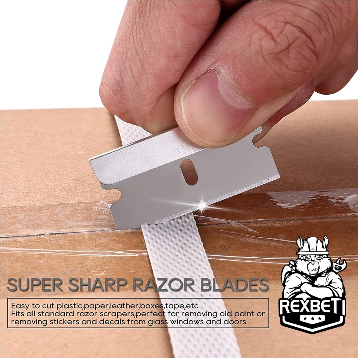 REXBETI 600PCS Single Edge Razor Blades, Industrial , Box Cutter Replacement Blades, Glass Scraper Blades