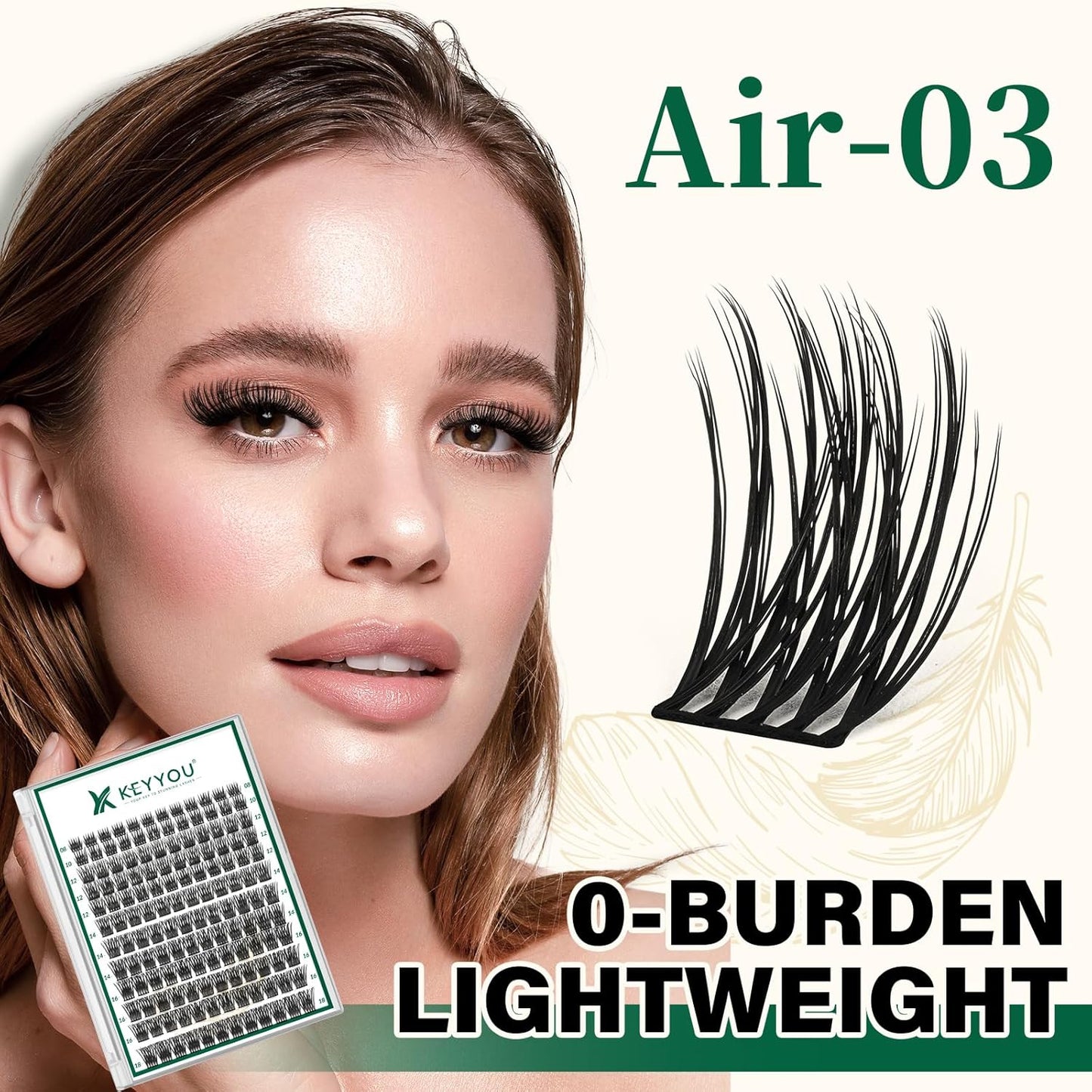 Lash Clusters 144pcs eyelash clusters D Curl 8-18MIX Individual Lashes KEYYOU Air Touch Cluster Lashes Super Lightweight Soft Wispy Comfortable Easy DIY at Home(Air03-D-8-18MIX)