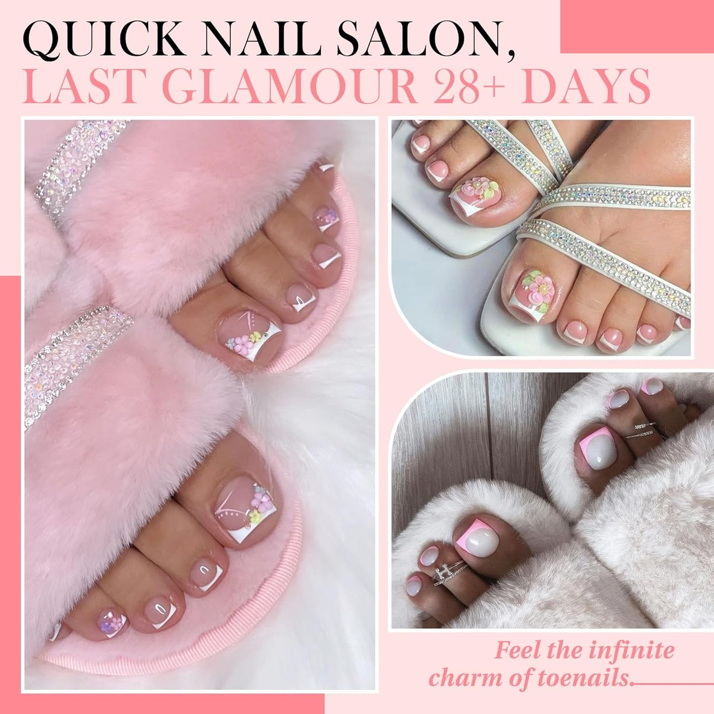 Square Toe Nail Press Ons French Style Toe Tips 240pcs Clear False Fake Toenails for Faster Toe Nail Extension Kit Home DIY Art Salon 15 Sizes Acrylic Nails, Luckyfairy