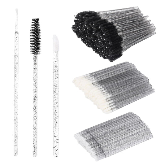 300 Pcs Spoolies Mascara Wands Lip Brushes Micro Swabs Applicator, Disposable Eyelash Brushes Lipstick Tester Makeup Applicator Tool Black