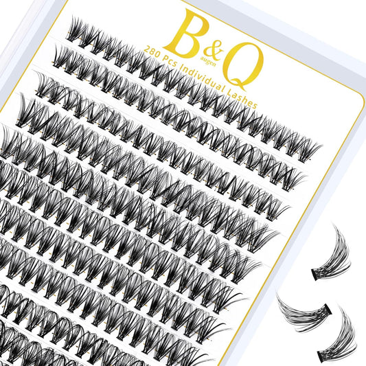 B&Qaugen Lash Clusters 30D-D-15 Individual Lashes 280 Clusters False Eyelash 10D 20D 30D 40D Lash Clusters Extensions Individual Lashes Cluster DIY Eyelash Extensions at Home (30D-D,15MM)