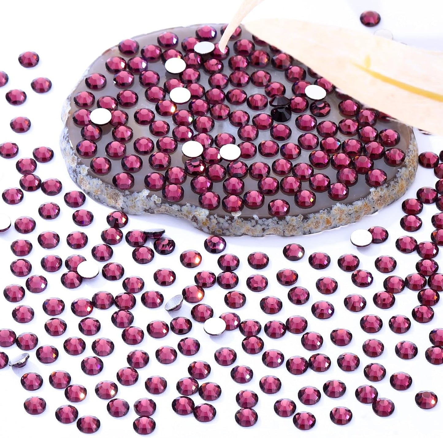 Purple Flatback Rhinestones, Glass Rhinestones for Nail Art and Craft, Glue Fix, Loose Crystal Gemstones(Purple, SS20, 2880pcs, 4.6-4.8mm)