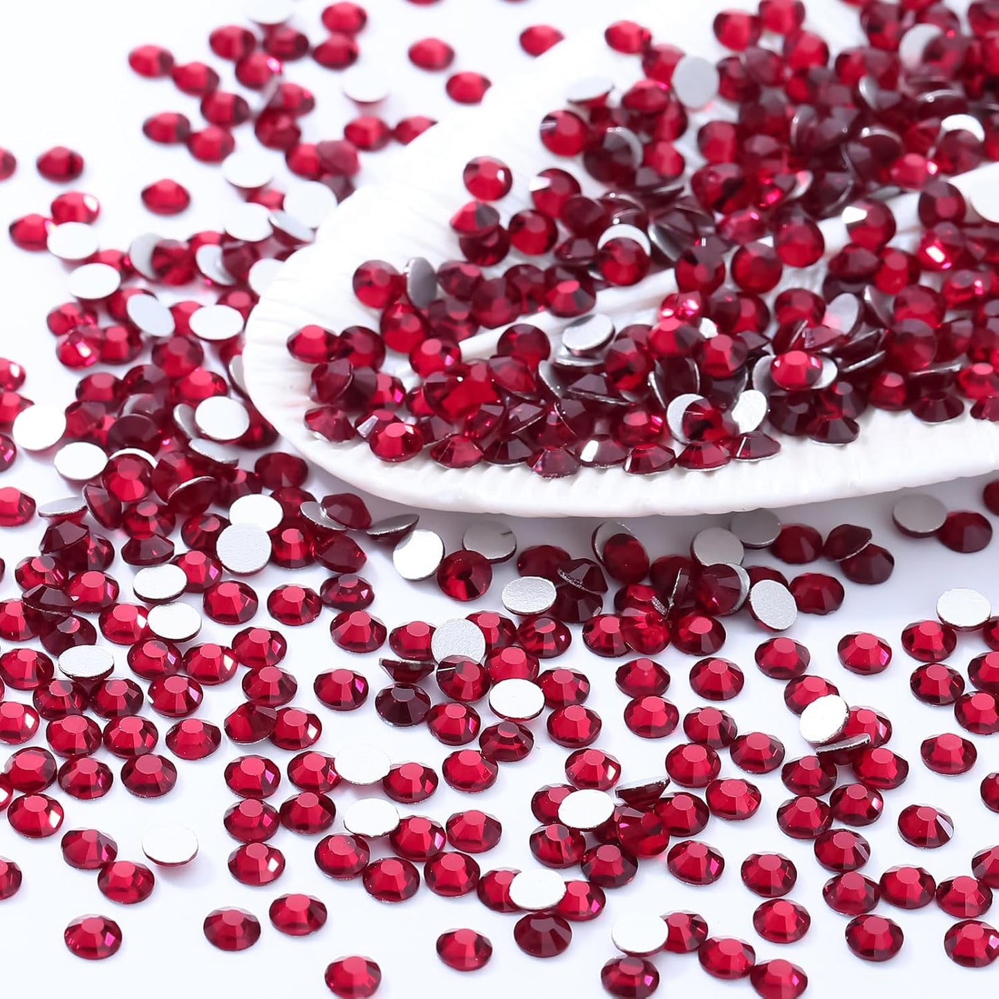 Siam Flatback Rhinestones, Glass Rhinestones for Nail Art and Craft, Glue Fix, Loose Crystal Gemstones(Siam, SS30, 288pcs, 6.4-6.6mm)