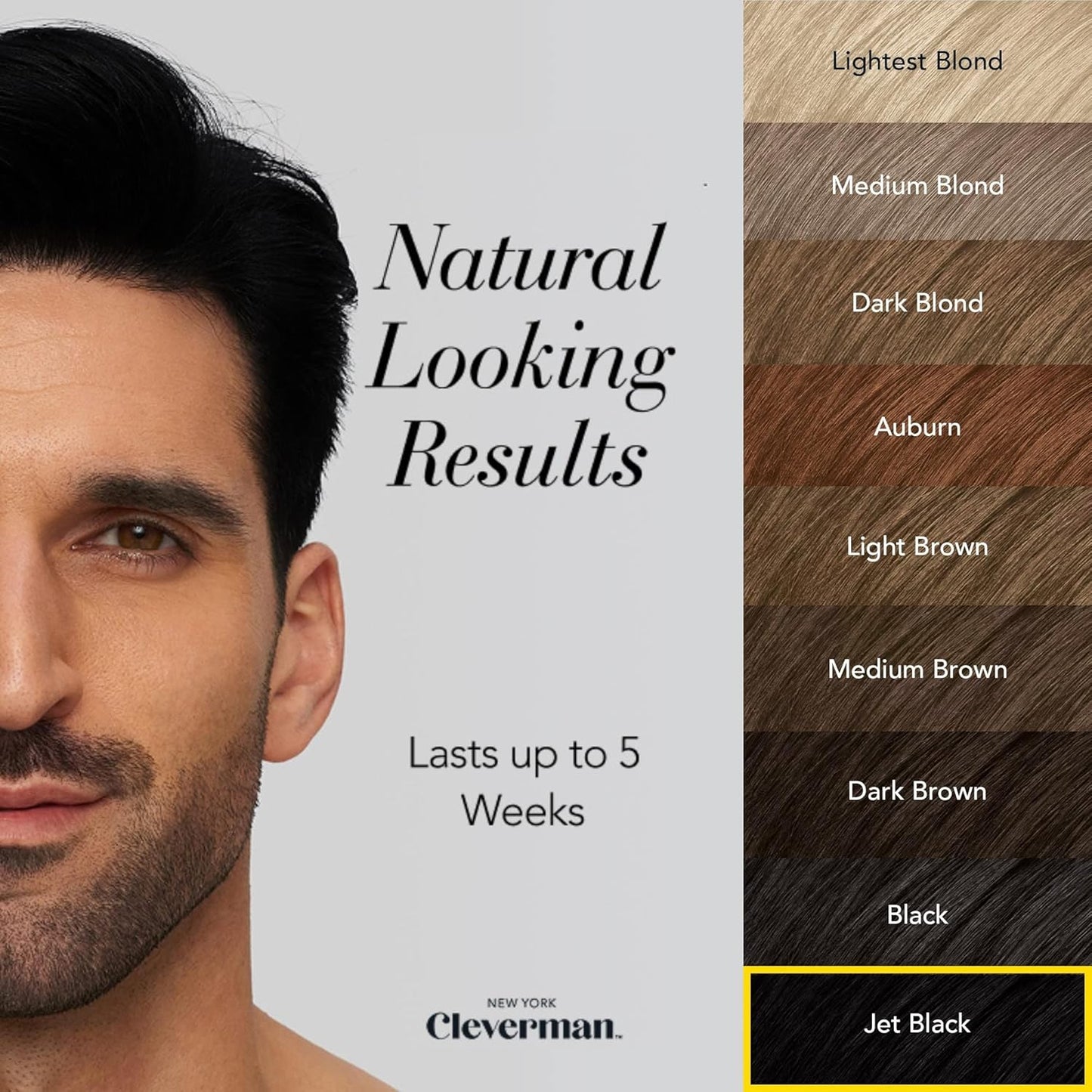 CLEVERMAN Jet Black Hair & Beard Dye for Men, All-in-One Reusable Kit - Permanent, Ammonia-Free, Professional-Quality and Natural-Looking Gray Coverage for Hair, Beard & Mustache